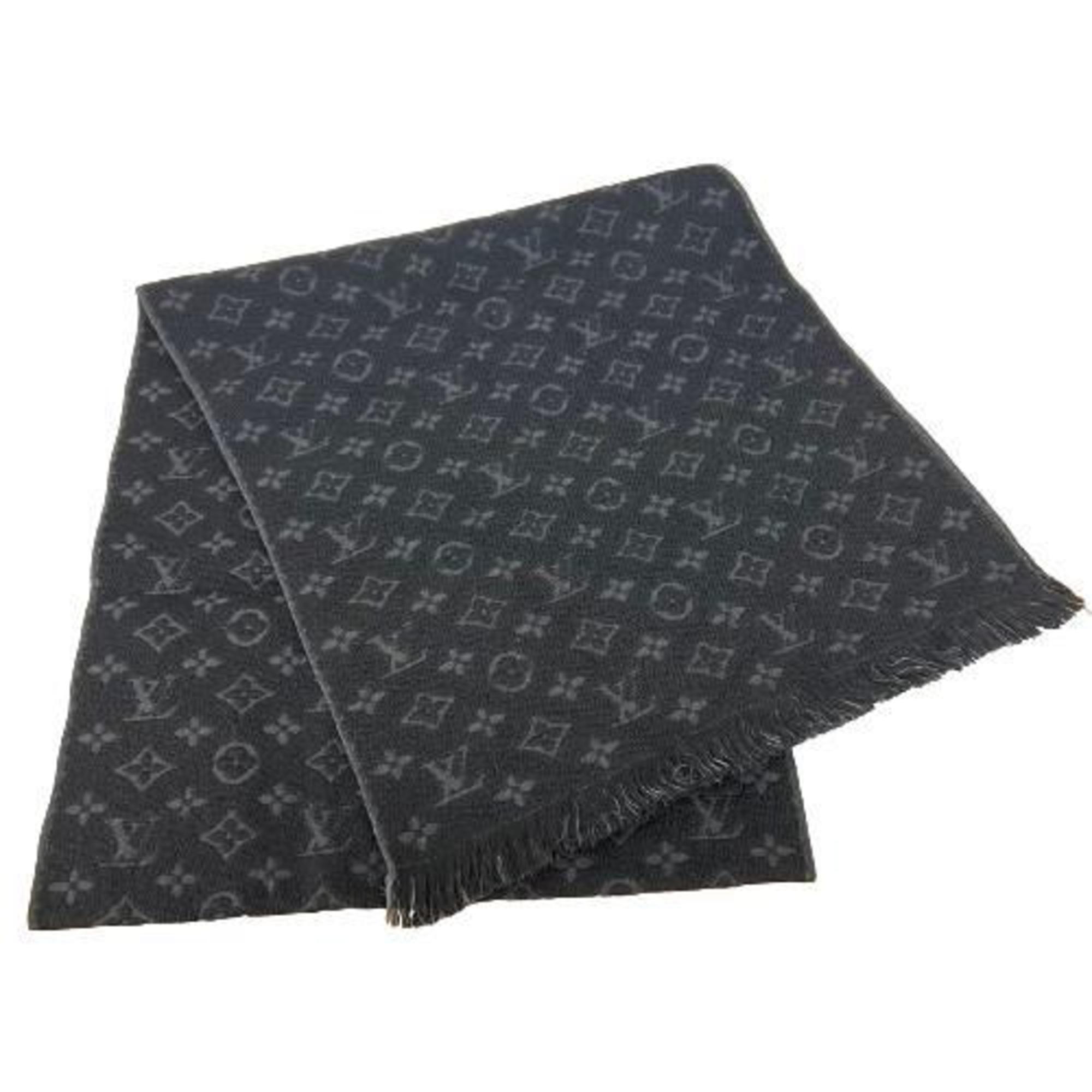 LOUIS VUITTON M70520 Scarf Monogram Classic 100% Wool Stole Black Men's Women's