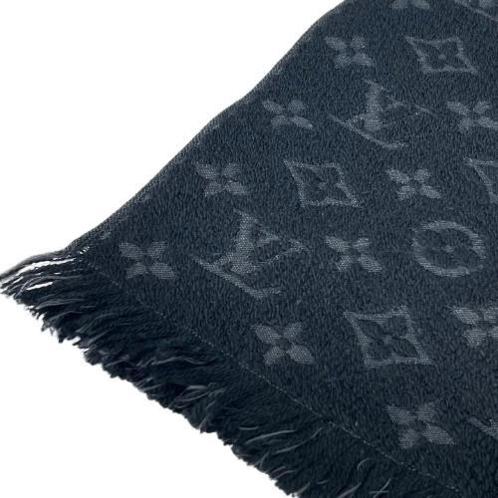 LOUIS VUITTON M70520 Scarf Monogram Classic 100% Wool Stole Black Men's Women's