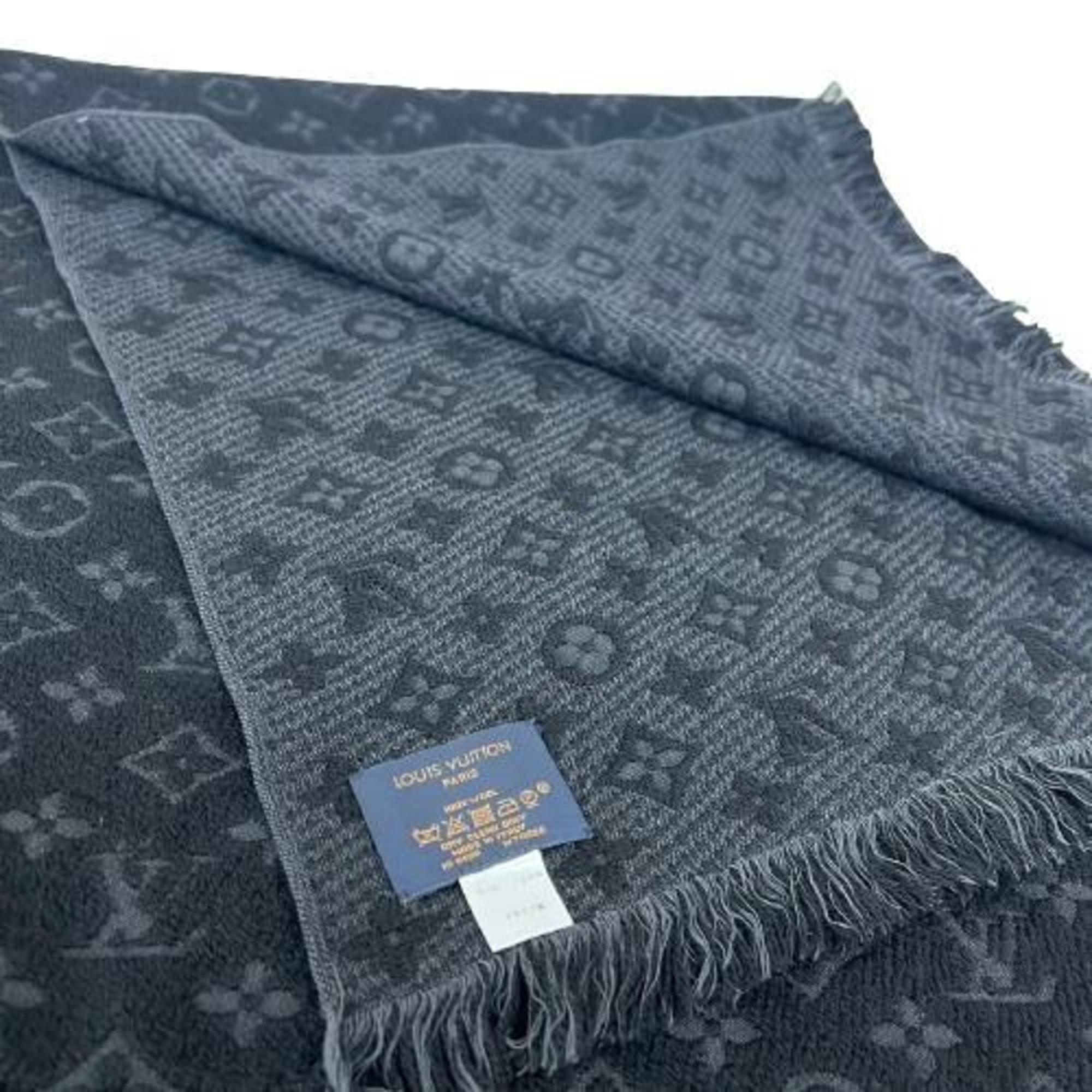 LOUIS VUITTON M70520 Scarf Monogram Classic 100% Wool Stole Black Men's Women's