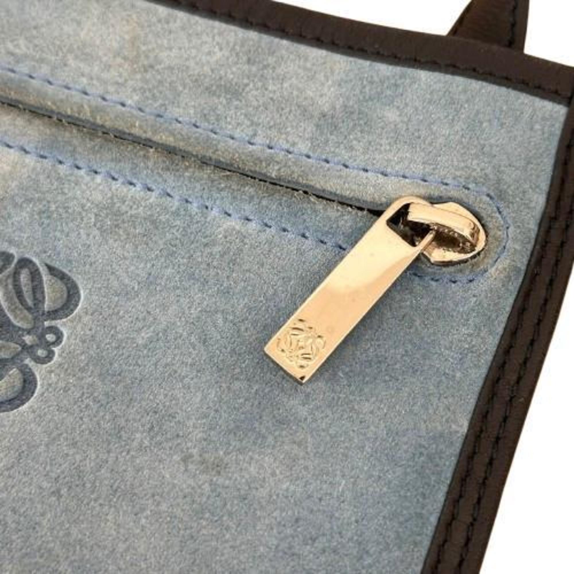 LOEWE shoulder bag in suede and embossed blue