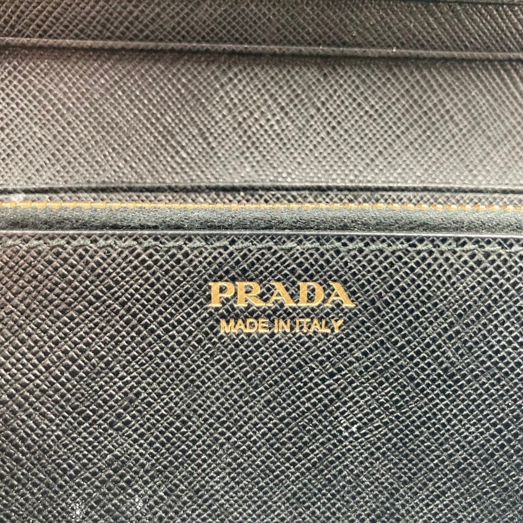 PRADA Prada Saffiano Long Wallet Black Passport