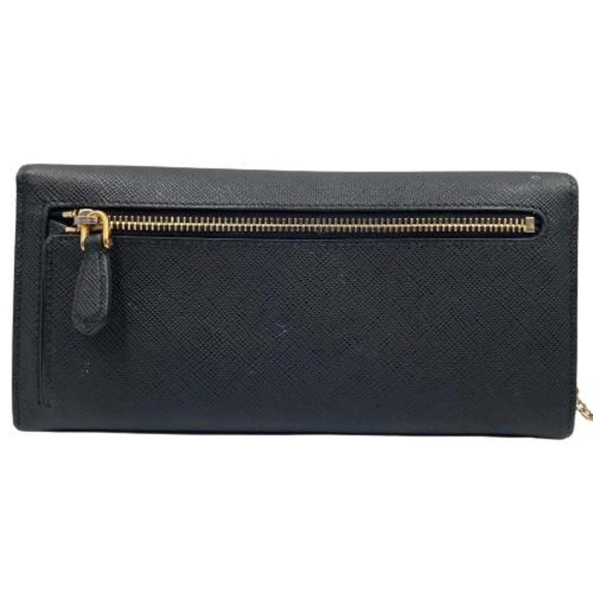 PRADA Prada Saffiano Long Wallet Black Passport