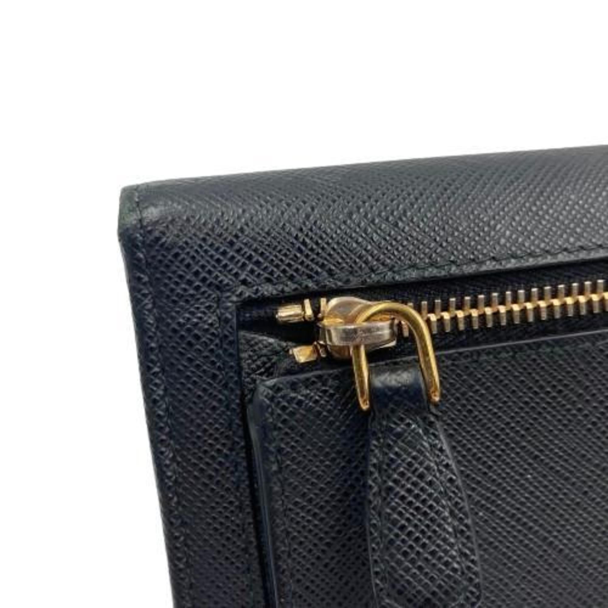 PRADA Prada Saffiano Long Wallet Black Passport