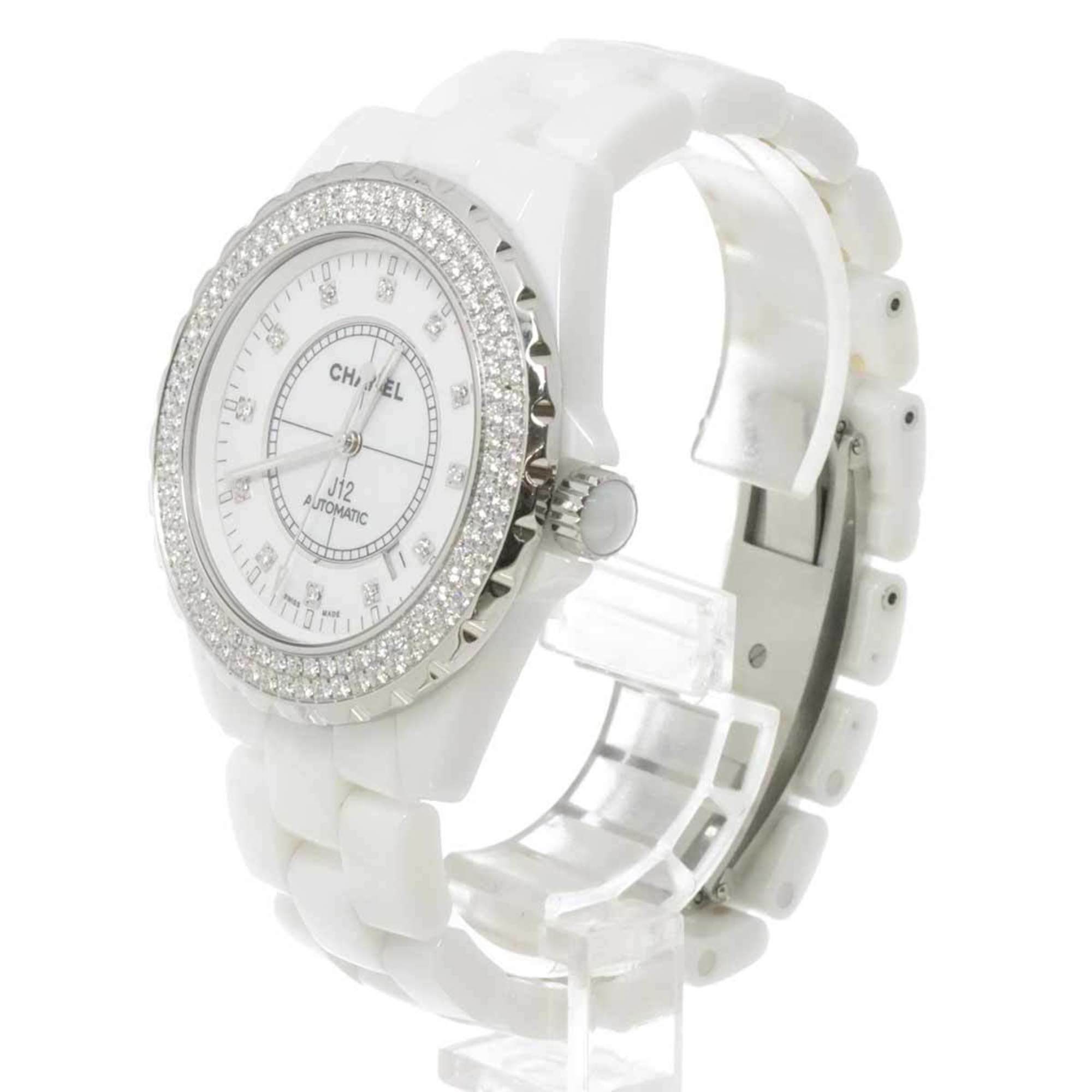 Chanel CHANEL J12 42mm H2013 Date Bezel Diamond Men's Watch White Ceramic Automatic Self-Winding