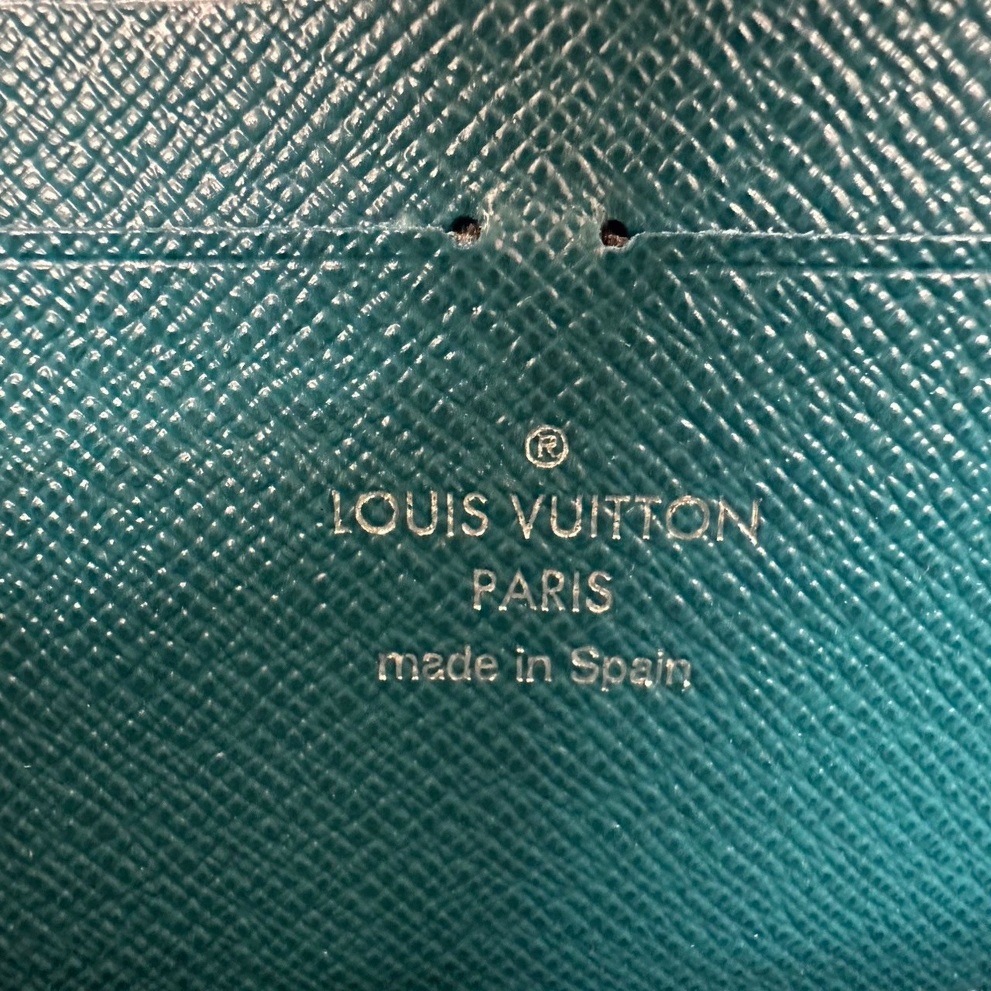 LOUIS VUITTON M60311 Epi Zippy Wallet Cyan Blue Turquoise Long Men's Women's