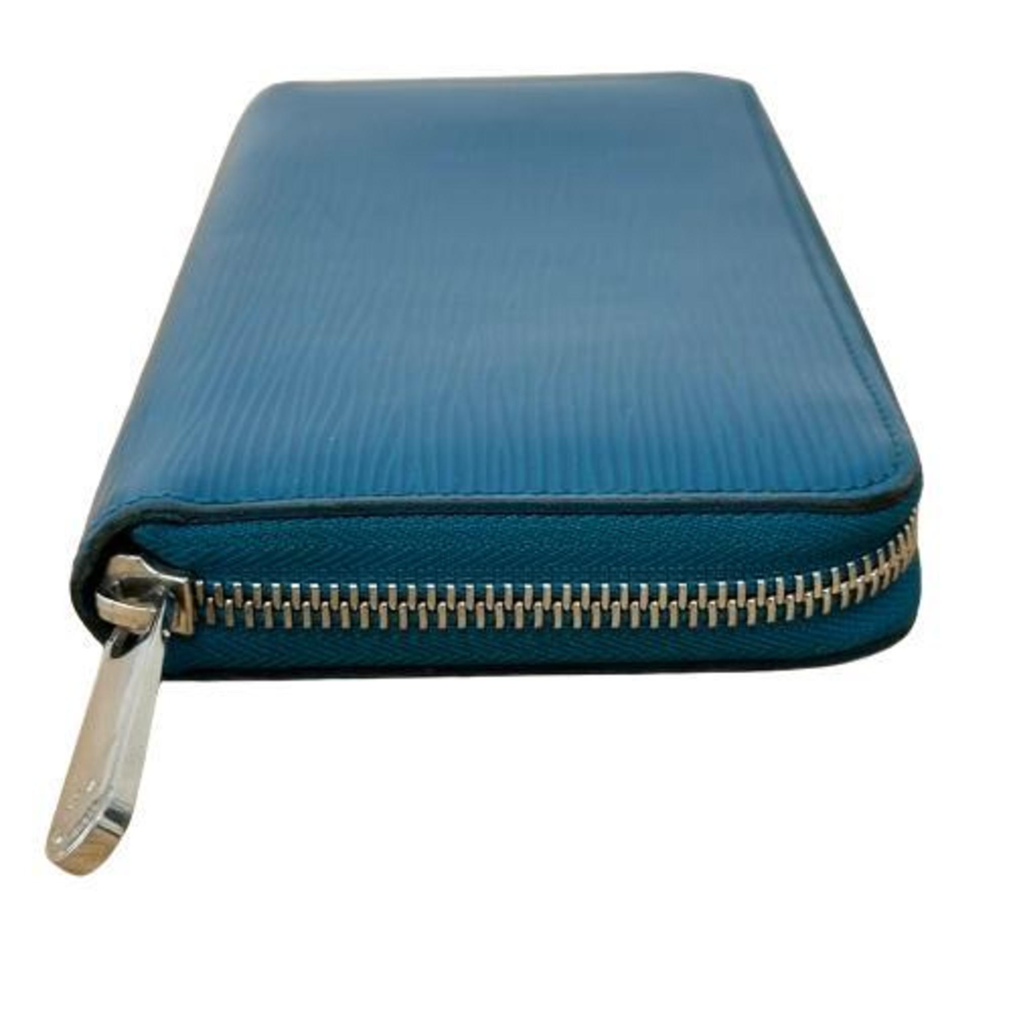 LOUIS VUITTON M60311 Epi Zippy Wallet Cyan Blue Turquoise Long Men's Women's