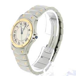 Cartier Santos Ronde MM Combi W20037R3 Boys Watch Date Ivory YG Quartz