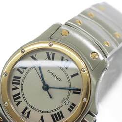 Cartier Santos Ronde MM Combi W20037R3 Boys Watch Date Ivory YG Quartz