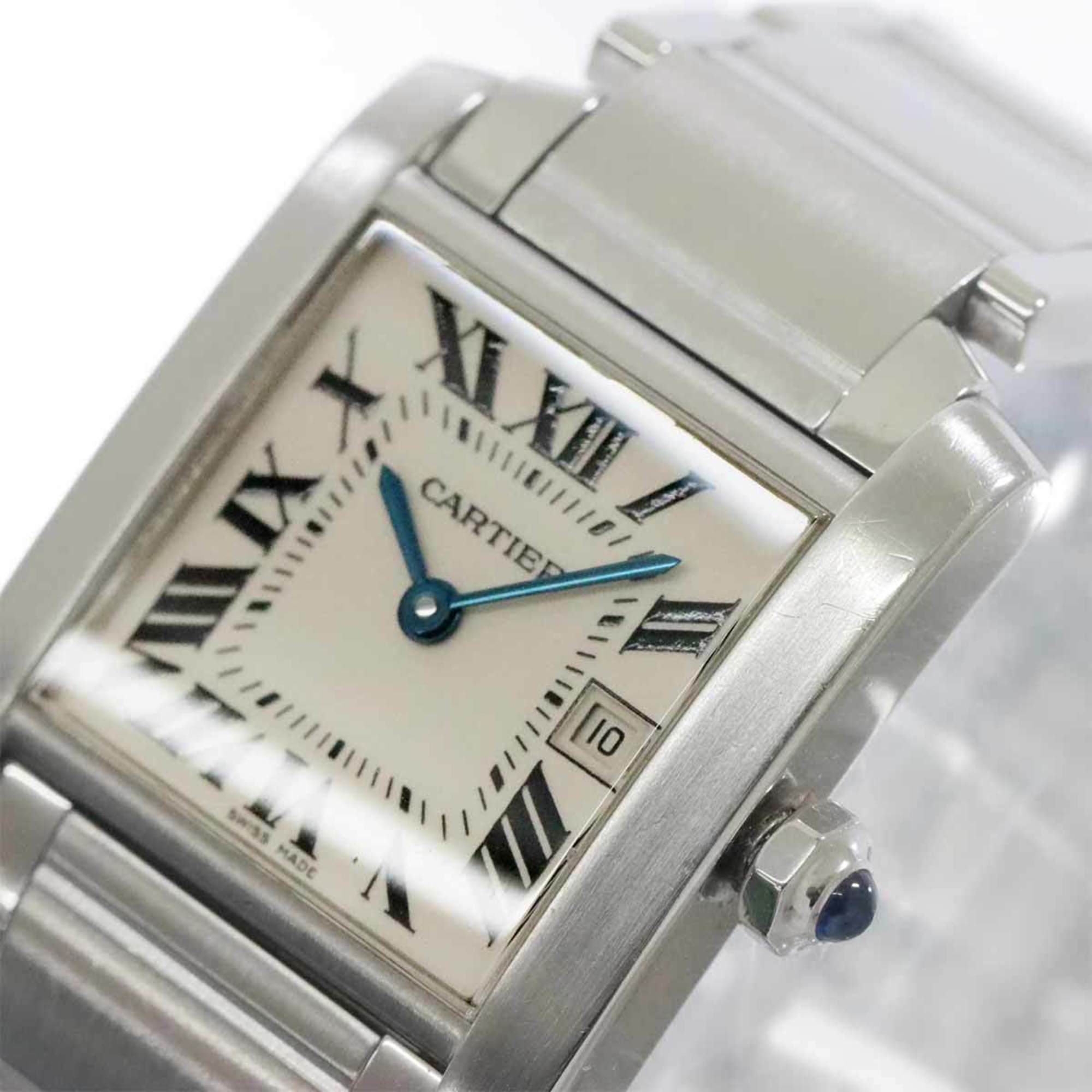 Cartier Tank Francaise MM W51011Q3 Boys Watch Date Ivory Quartz