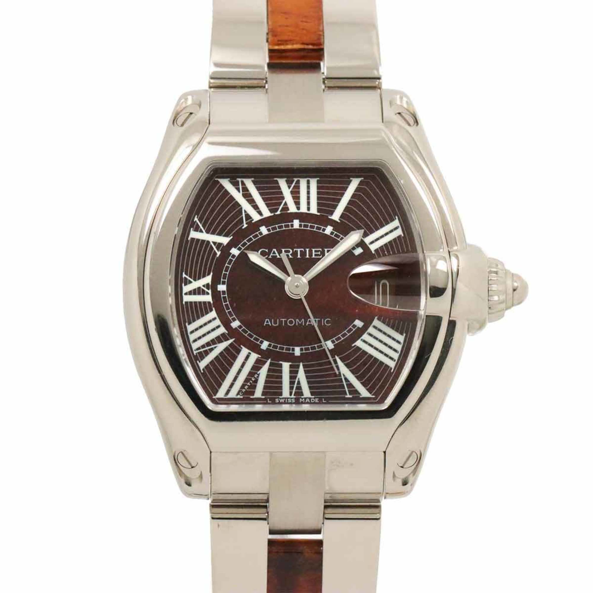 Cartier Roadster XL W6206000 Men's Watch Date Brown K18WG White Gold Automatic