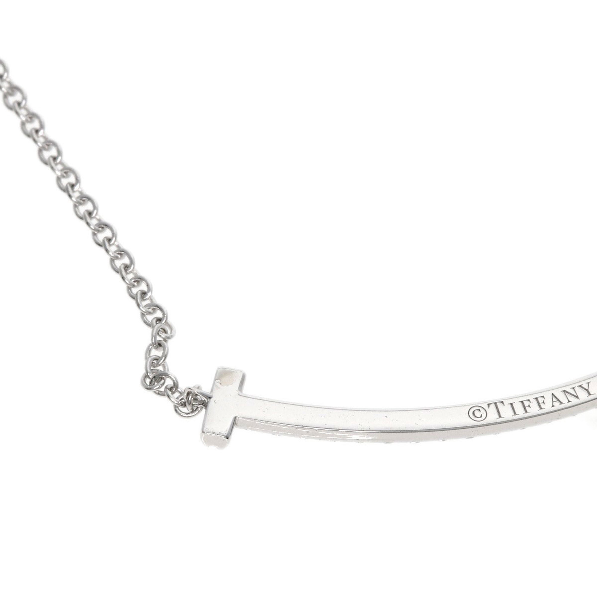 Tiffany T Smile Small Diamond Necklace K18 White Gold Women's TIFFANY&Co.