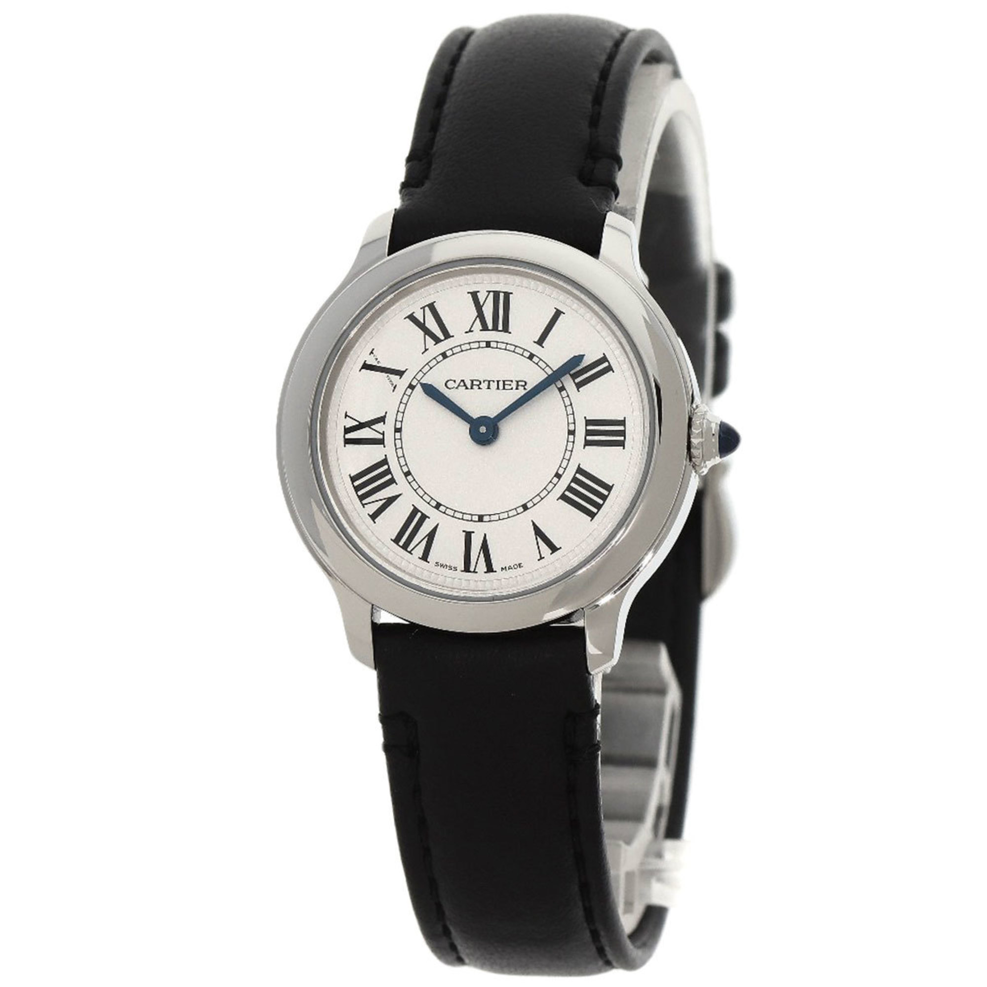 Cartier WSPN0030 Ronde Must Do 29mm Watch Stainless Steel Black Strap Ladies CARTIER