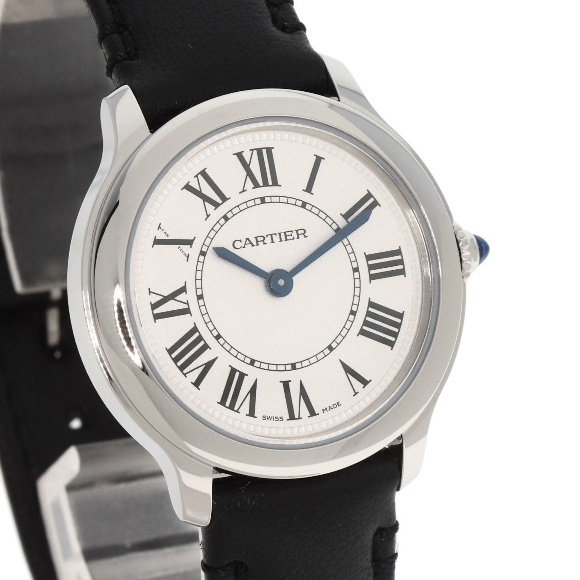 Cartier WSPN0030 Ronde Must Do 29mm Watch Stainless Steel Black Strap Ladies CARTIER