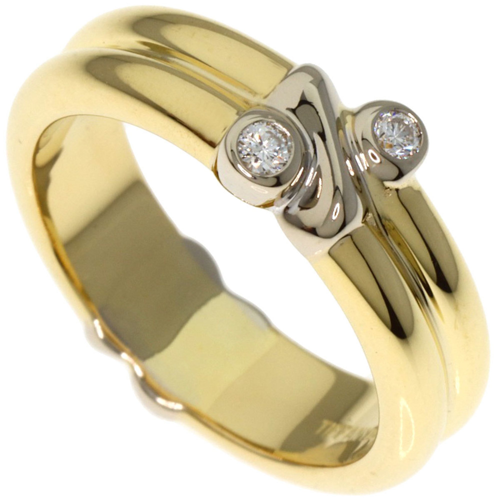 Tiffany Signature 2P Diamond Ring, K18 Yellow Gold, K18WG, Women's, TIFFANY&Co.