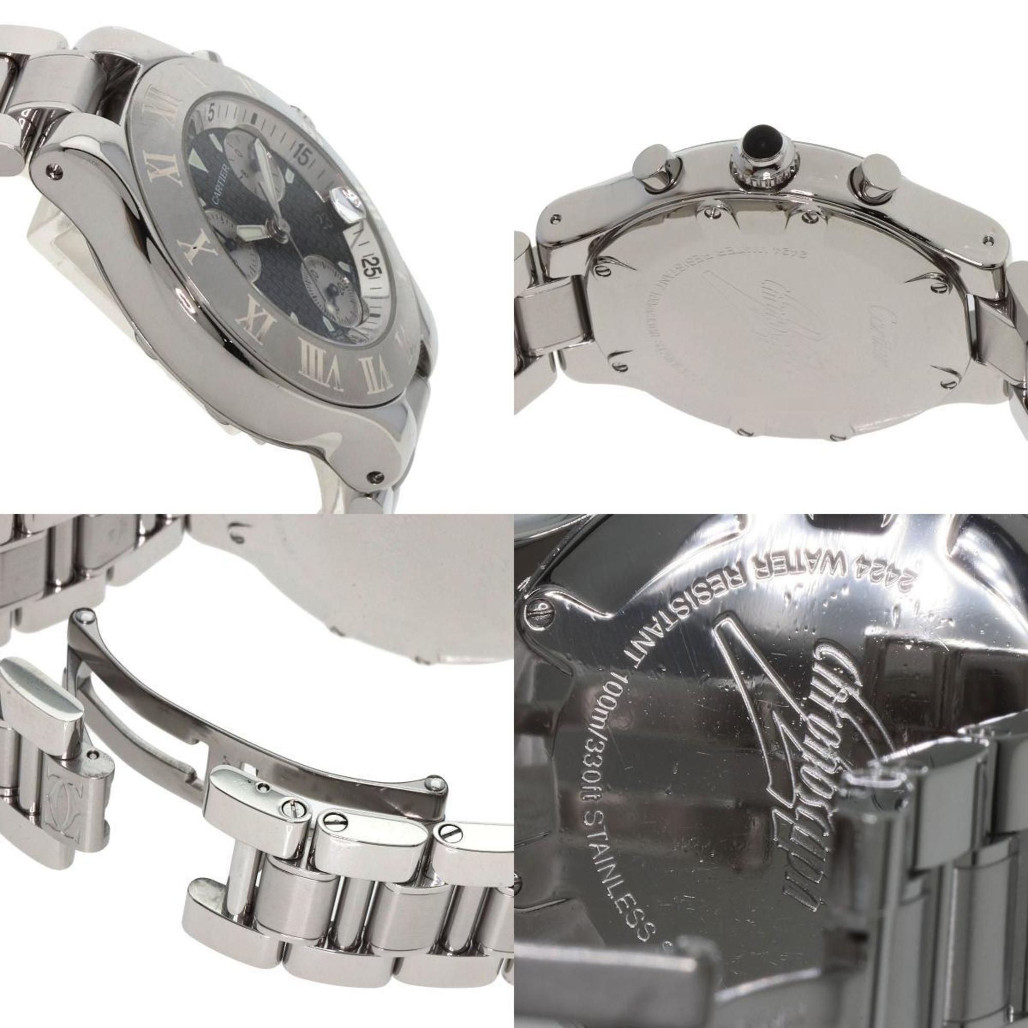 Cartier W10172T2 Chronoscuff Date Watch Stainless Steel SS Men's CARTIER