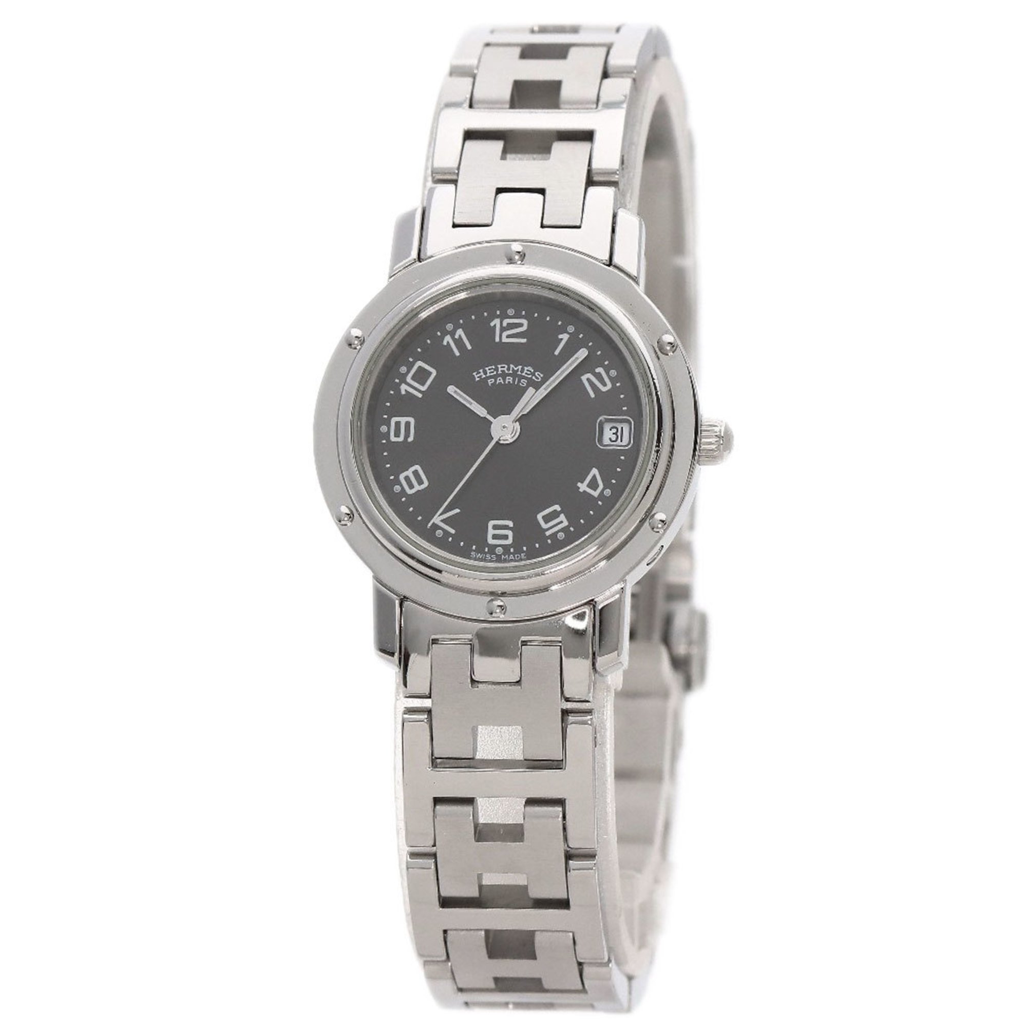 Hermes CL4.210 Clipper Watch Stainless Steel SS Ladies HERMES