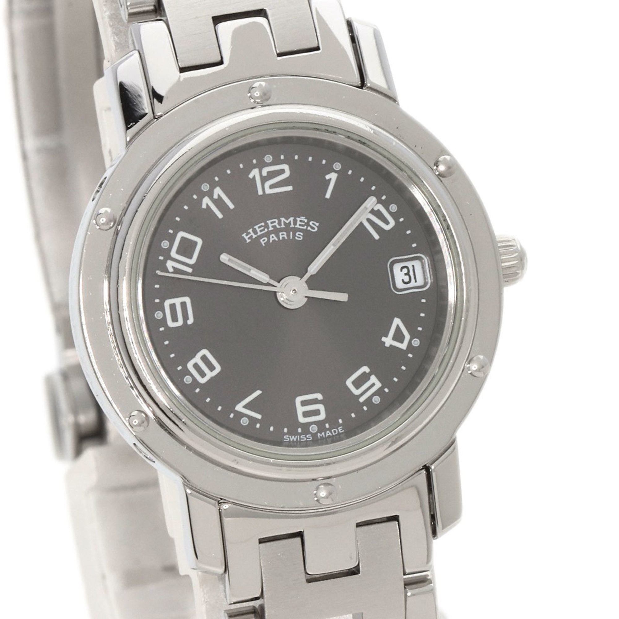 Hermes CL4.210 Clipper Watch Stainless Steel SS Ladies HERMES