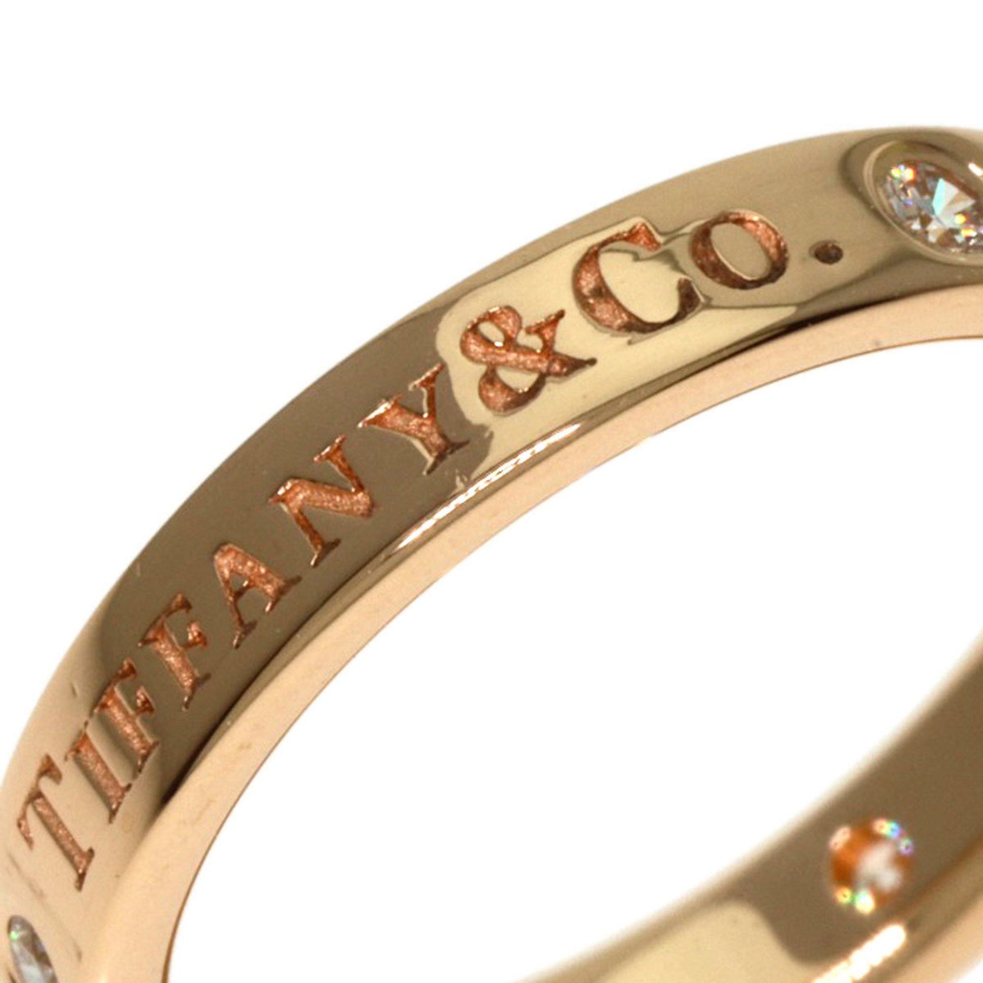 Tiffany Flat Band 3P Diamond Ring, 18K Pink Gold, Women's, TIFFANY&Co.