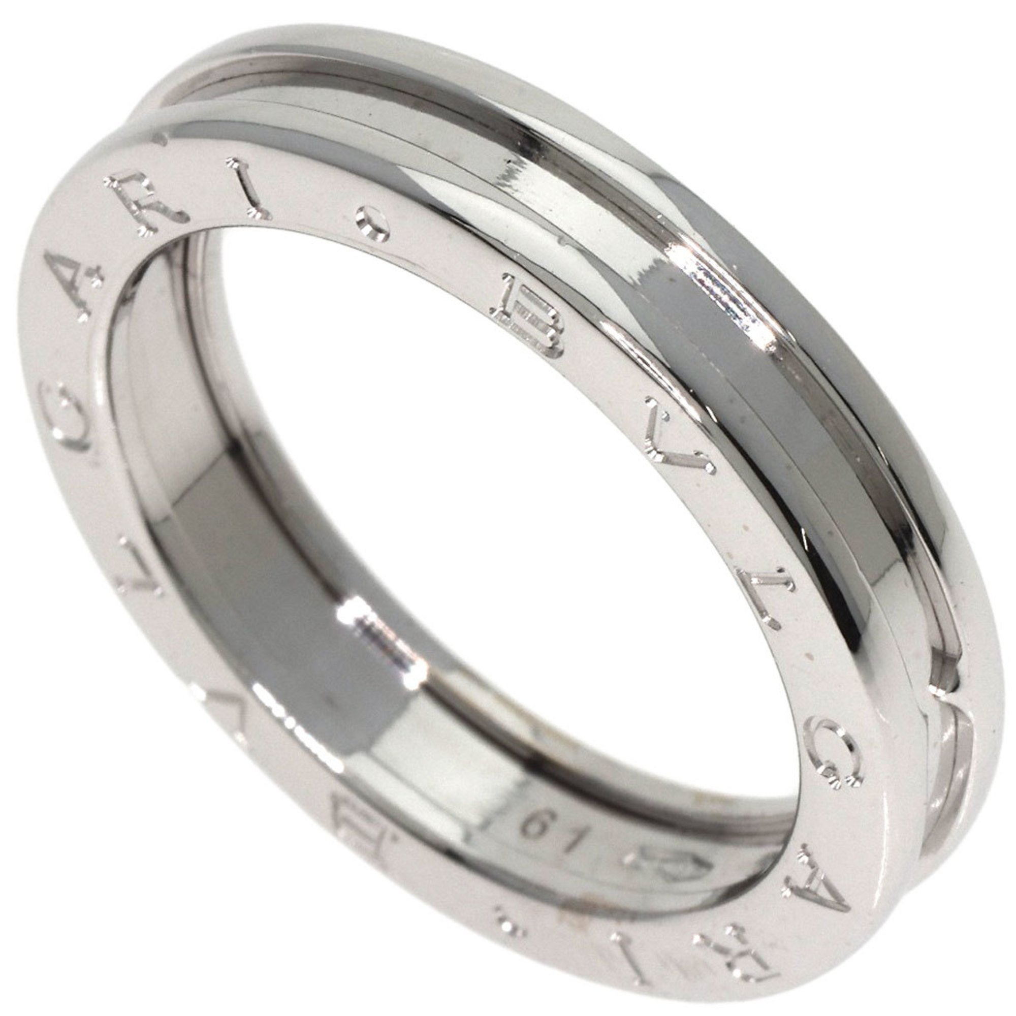 BVLGARI B-zero1 B-zero One Band XS #61 Ring, K18 White Gold, Women's