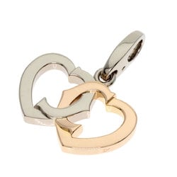 Cartier 2C Double Heart Charm Pendant Top K18 White Gold K18PG Women's CARTIER