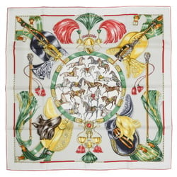 Hermes Carre 90 Scarf Cabal Cades White Red 100% Silk