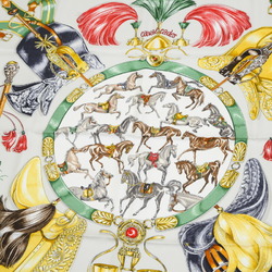 Hermes Carre 90 Scarf Cabal Cades White Red 100% Silk