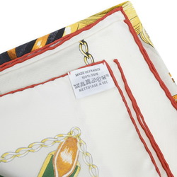 Hermes Carre 90 Scarf Cabal Cades White Red 100% Silk