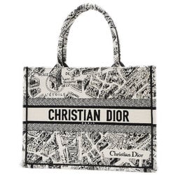 Dior Book Tote Medium Embroidery Plan de Paris White Black