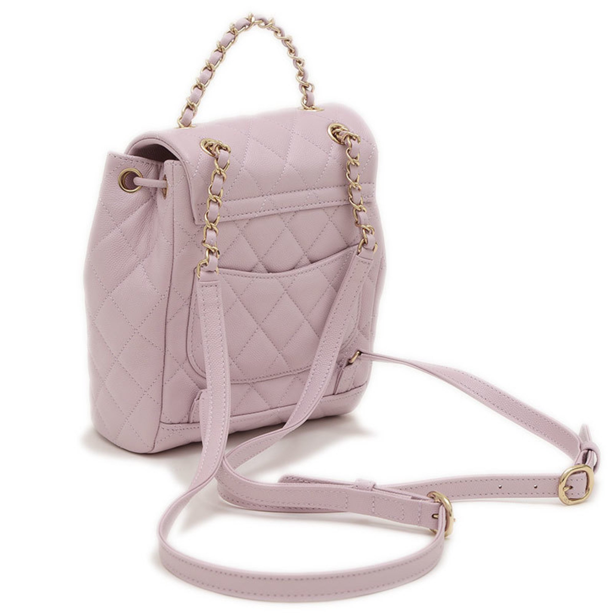 Chanel Matelasse Backpack Chain Caviar Skin Purple AS4058