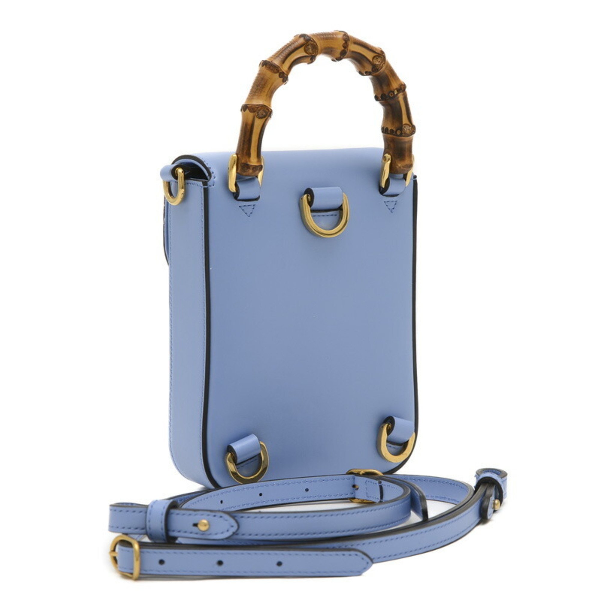 Gucci Bamboo 3WAY Shoulder Bag Calf Blue 702106