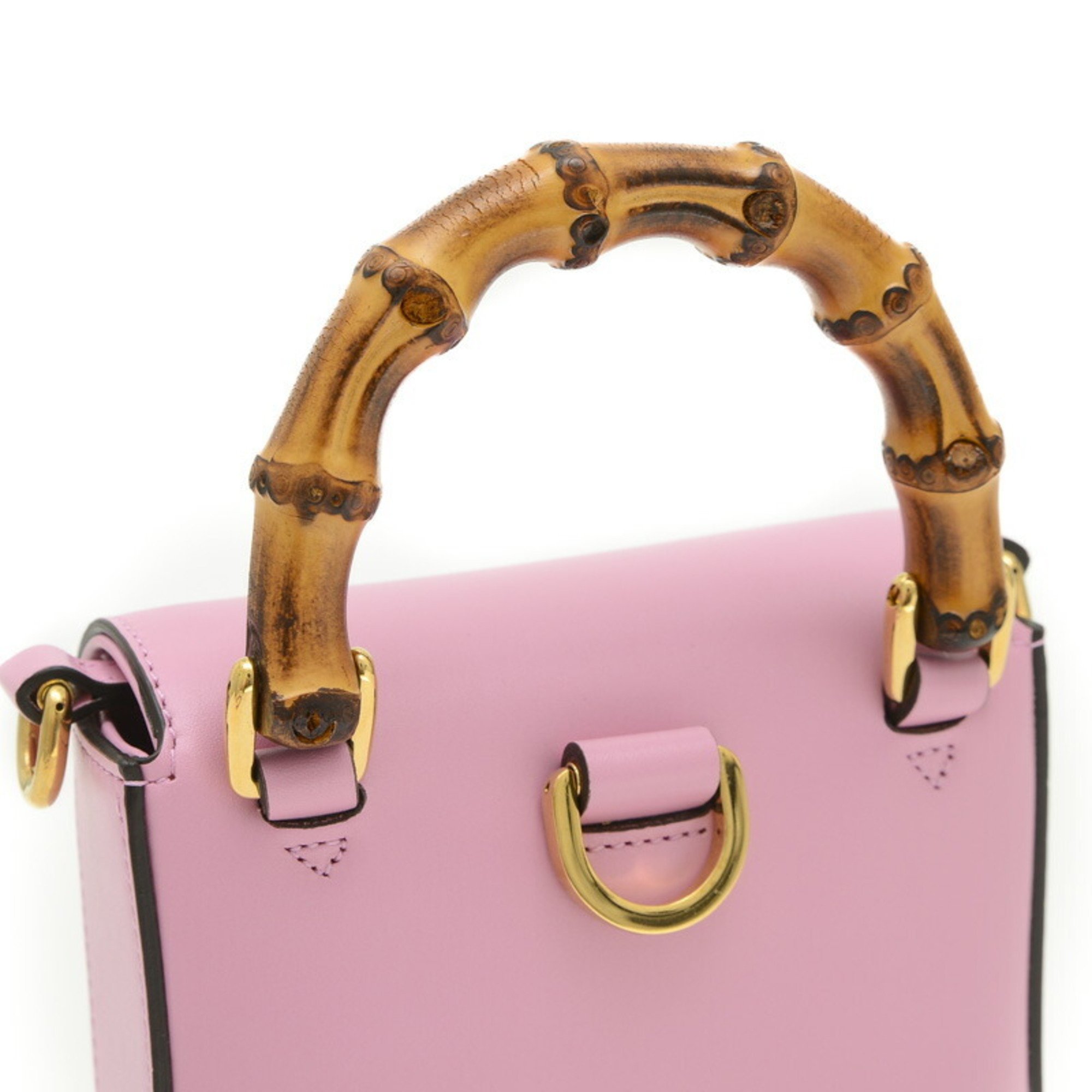 Gucci Bamboo 3WAY Shoulder Bag Calf Pink 702106