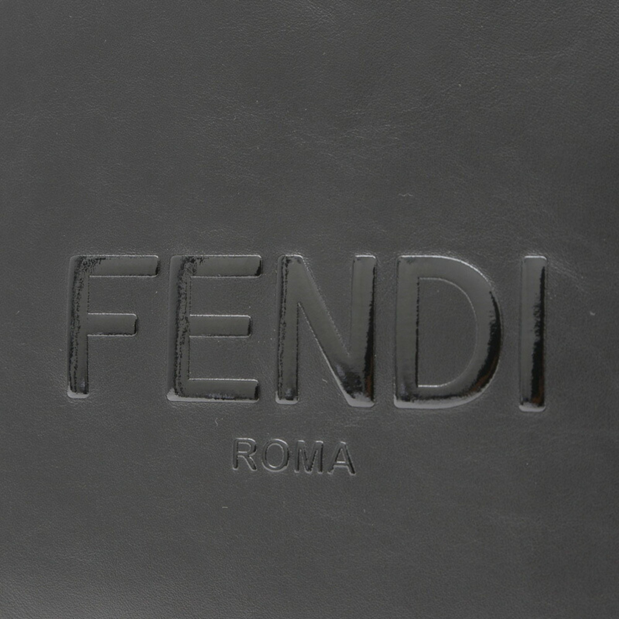 Fendi embossed flat tote bag in leather, black 7VA538