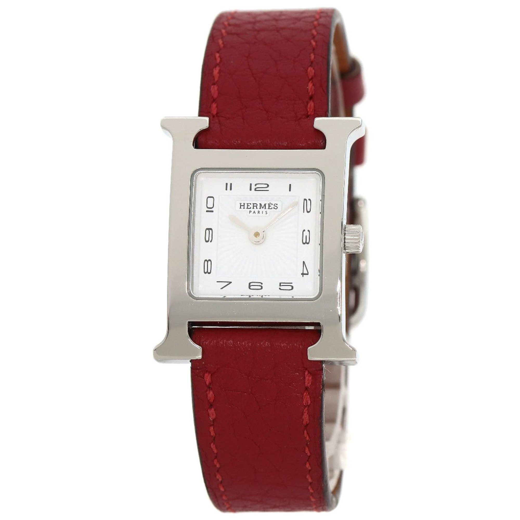 Hermes HH11.210 H Watch Stainless Steel Leather Ladies HERMES