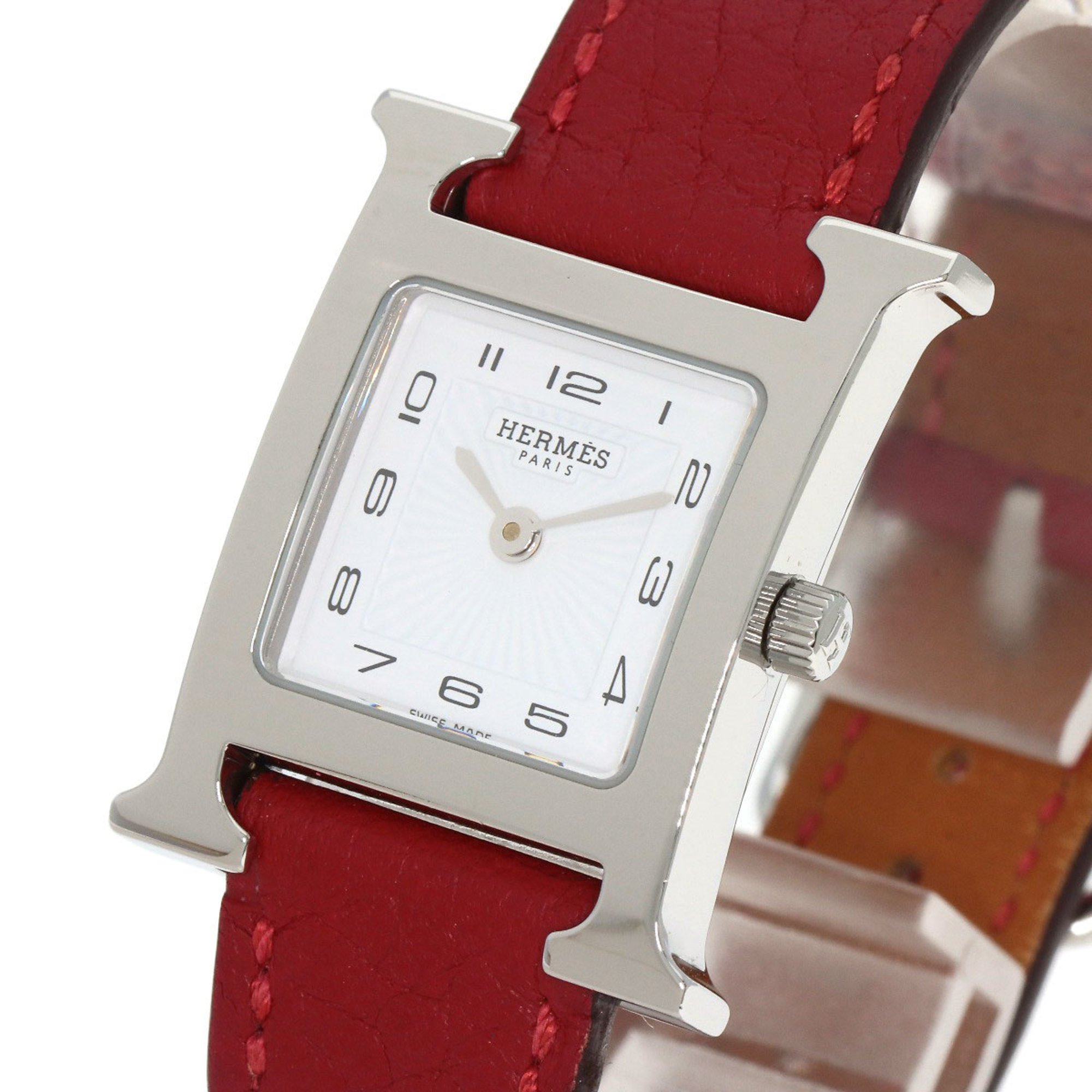 Hermes HH11.210 H Watch Stainless Steel Leather Ladies HERMES