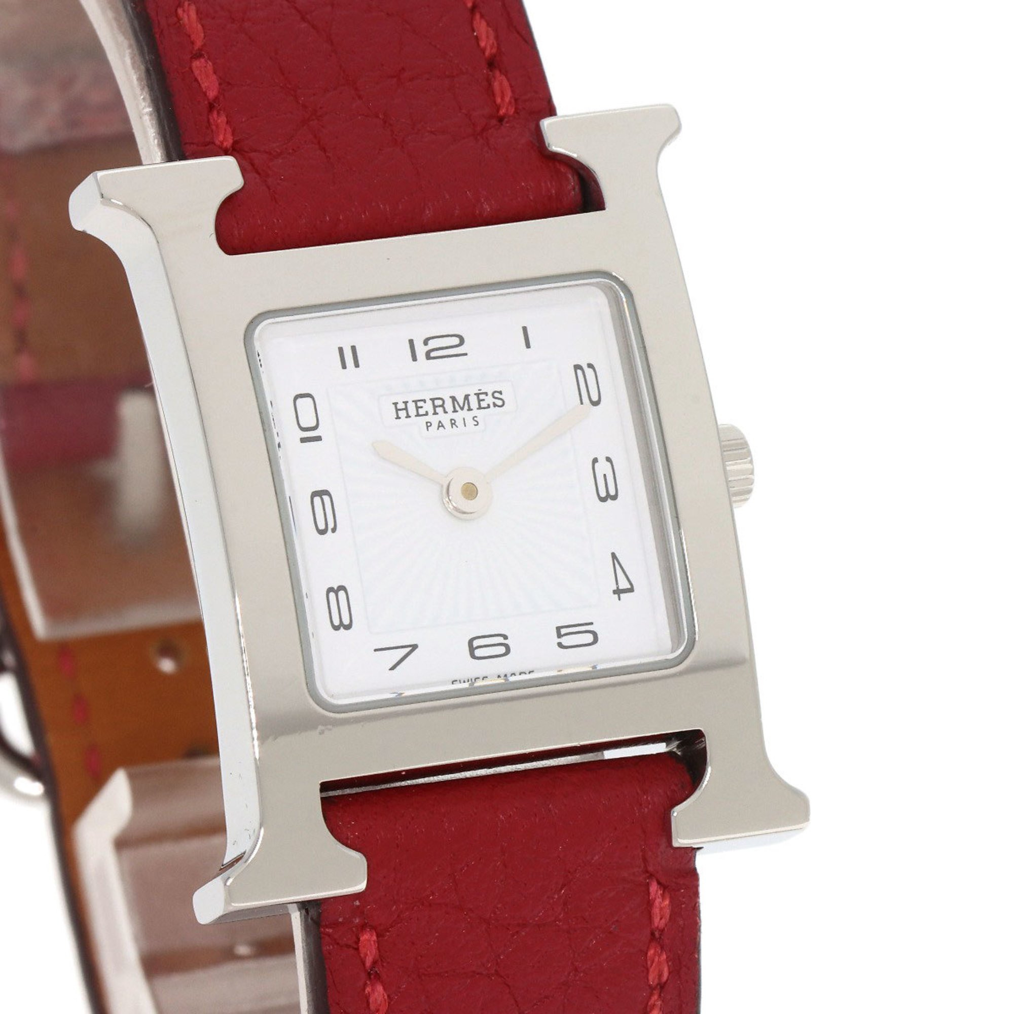 Hermes HH11.210 H Watch Stainless Steel Leather Ladies HERMES