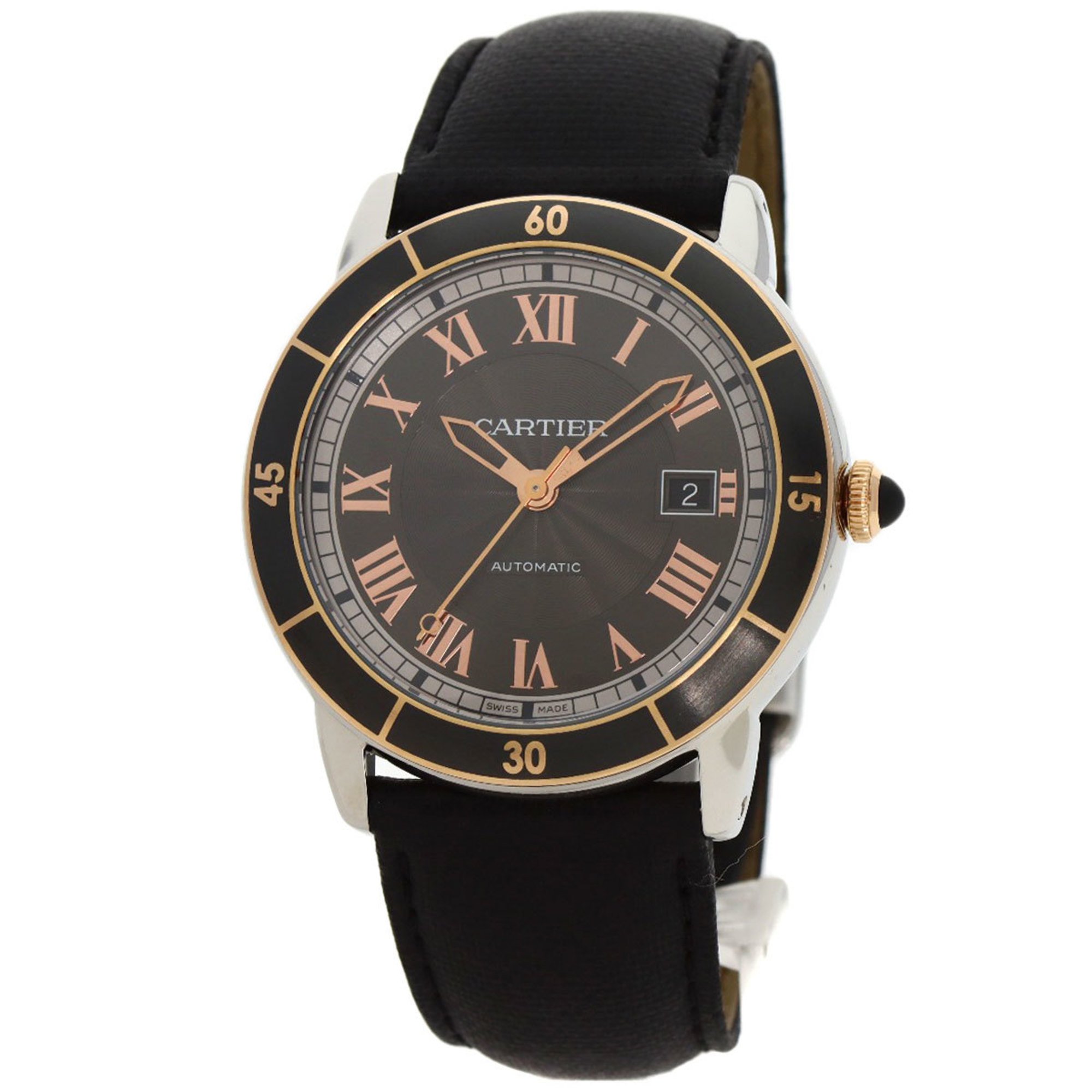 Cartier W2RN0005 Ronde Croisière Watch Stainless Steel Leather Men's CARTIER