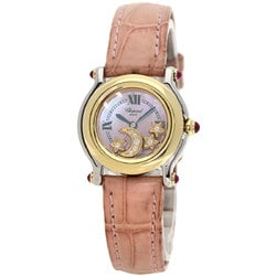 Chopard Happy Sport Moon Star Watch Stainless Steel Leather K18YG Women's