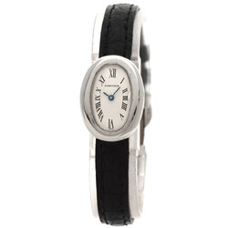 Cartier W1518956 Baignoire Watch, 18K White Gold, Leather, Women's, CARTIER