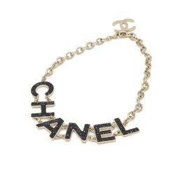 Chanel Necklace Choker Champagne Gold Metal Rhinestone B18K