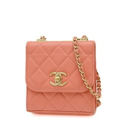 Chanel Matelasse Chain Shoulder Bag Lambskin Pink