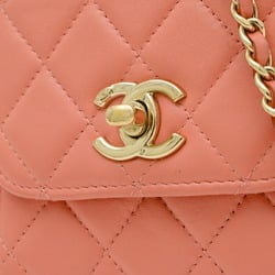 Chanel Matelasse Chain Shoulder Bag Lambskin Pink