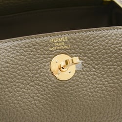 Hermes Lindy Handbag Maxiquadrille Taurillon Etoupe W Engraved