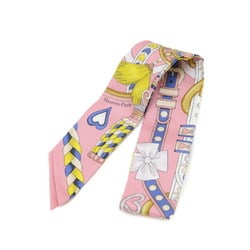 Hermes Twilly Scarf Harnais de Coeur Arne Pink Silk