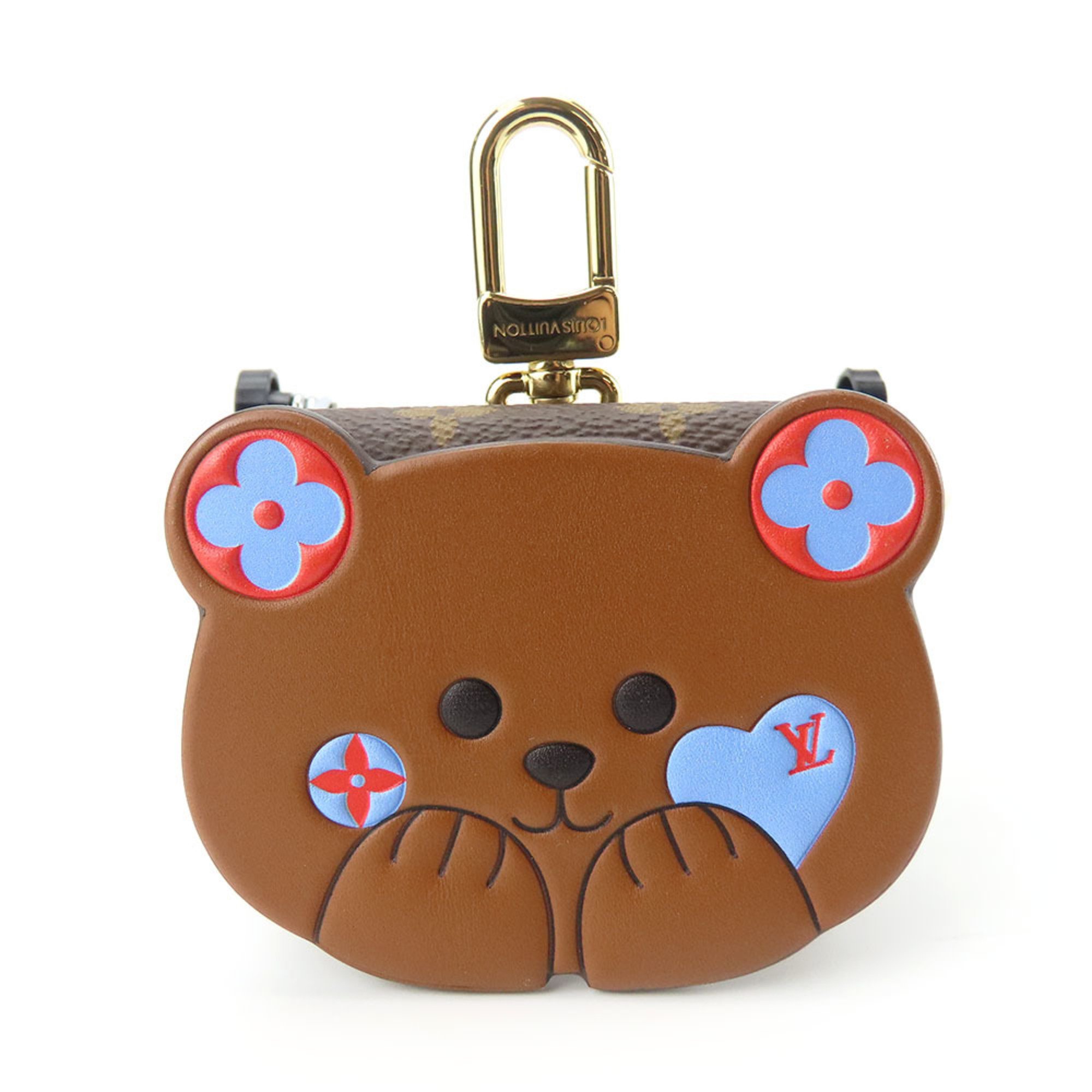 Louis Vuitton Keychain Earphone Pouch LV Bear M01361 Monogram Leather Brown Red Blue Case Tech Women's LOUIS VUITTON