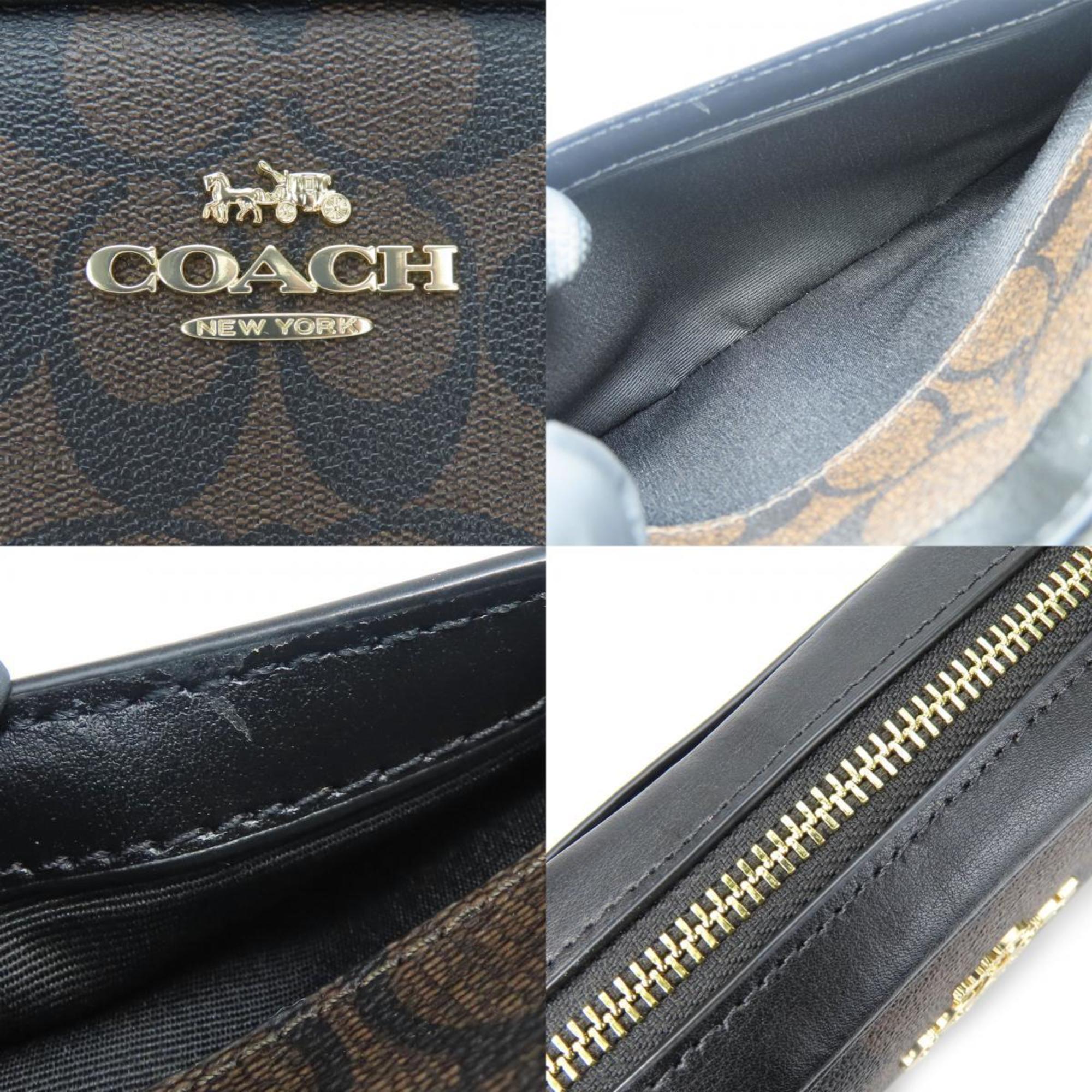 Coach Shoulder Bag Jamie C9926 Signature Leather Coated Canvas Brown Black Pochette Women's COACH