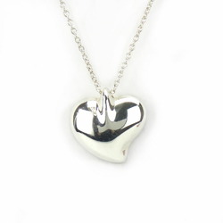 Tiffany Necklace Full Heart Curved Silver 925 Approx. 4.5g Elsa Peretti Pendant Women's TIFFANY&Co.