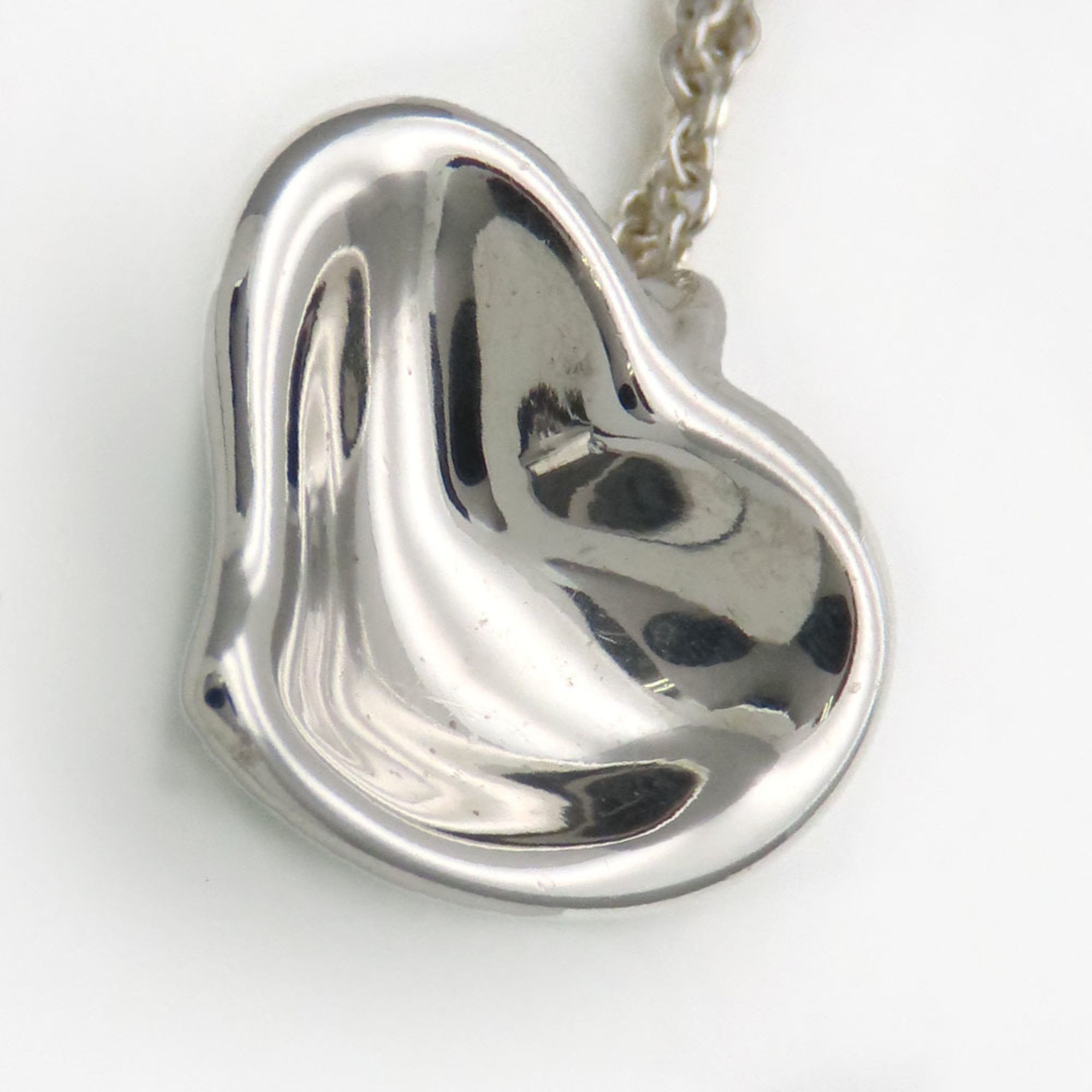 Tiffany Necklace Full Heart Curved Silver 925 Approx. 4.5g Elsa Peretti Pendant Women's TIFFANY&Co.