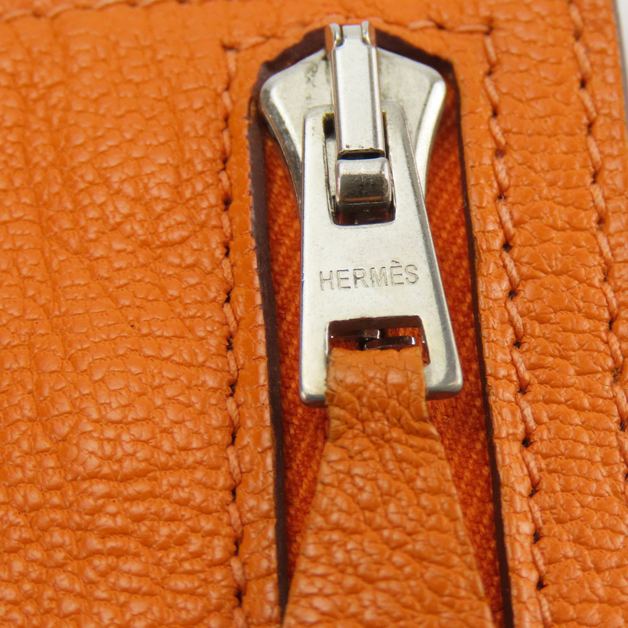 Hermes pouch Zip Zap Chevre Orange Multi-case Small items Pen case Women's Men's HERMES