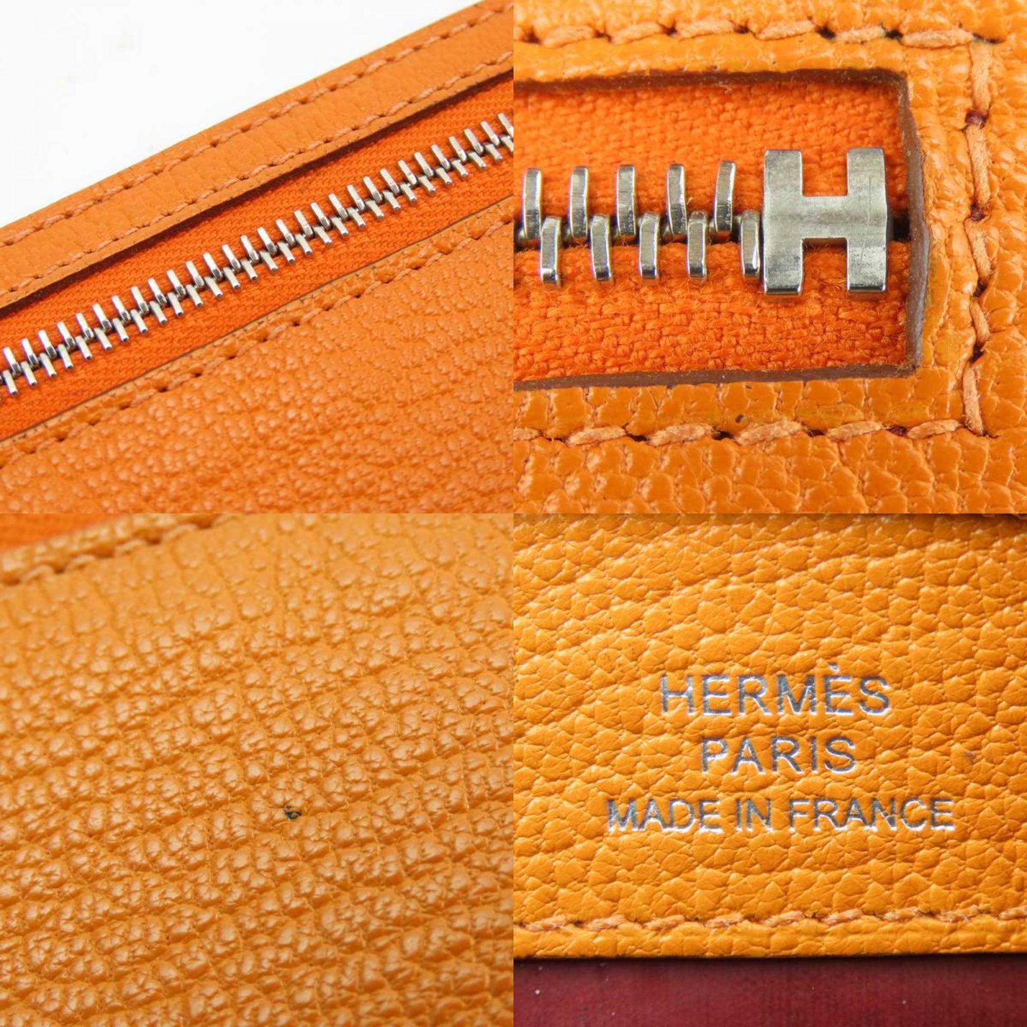 Hermes pouch Zip Zap Chevre Orange Multi-case Small items Pen case Women's Men's HERMES