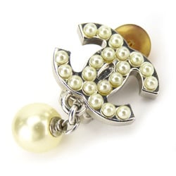 Chanel Earrings Coco Mark Metal Fake Pearl Silver Swing 07V Women's CHANEL